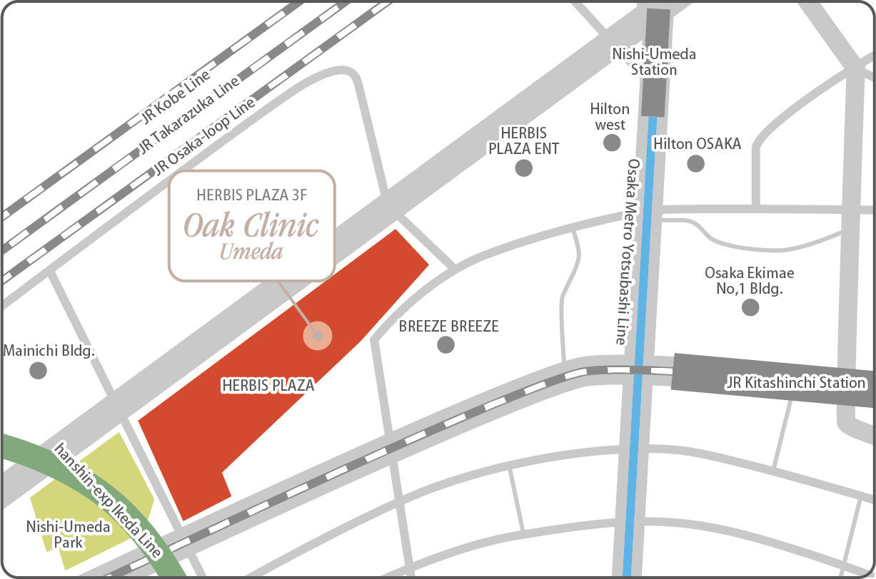 Oak Clinic, Umeda Access map